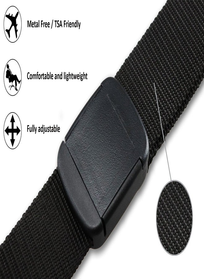 Thomas Bates Hiker Belt Nylon Blend Outdoor Web Adjustable Buckle (Black) - Image 2